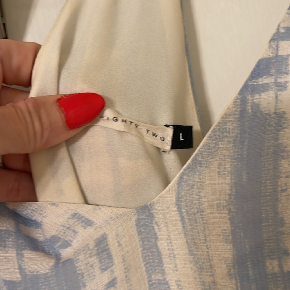 Three Eighty Two Blue And White Patterned Sundress - image 3